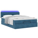 vidaXL Cadre de lit ottoman avec matelas bleu foncé 140x200 cm velours