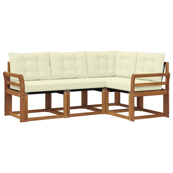 vidaXL Ensemble de canapés d'extérieur 4 pc Naturel et Crème