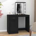 vidaXL Coiffeuse avec LED noir 90x50x132 5 cm bois d'ingénierie
