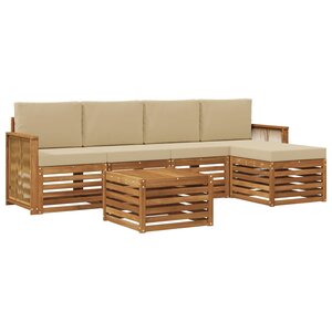 vidaXL Ensemble de canapés d'extérieur 6 pc Naturel et Beige