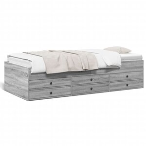 vidaXL Lit de jour avec tiroirs sans matelas sonoma gris 90x200 cm