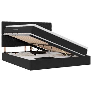 vidaXL Lit de rangement LED avec matelas Noir 160 x 200 cm Velours