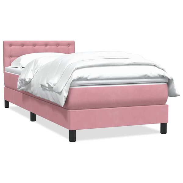 vidaXL Sommier à lattes de lit avec matelas rose 90x220 cm velours