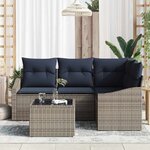 vidaXL Ensemble de canapé de jardin 5 Pièces Gris et marine polyrotin