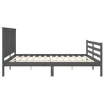 vidaXL Cadre de lit avec tête de lit gris 200x200 cm bois massif