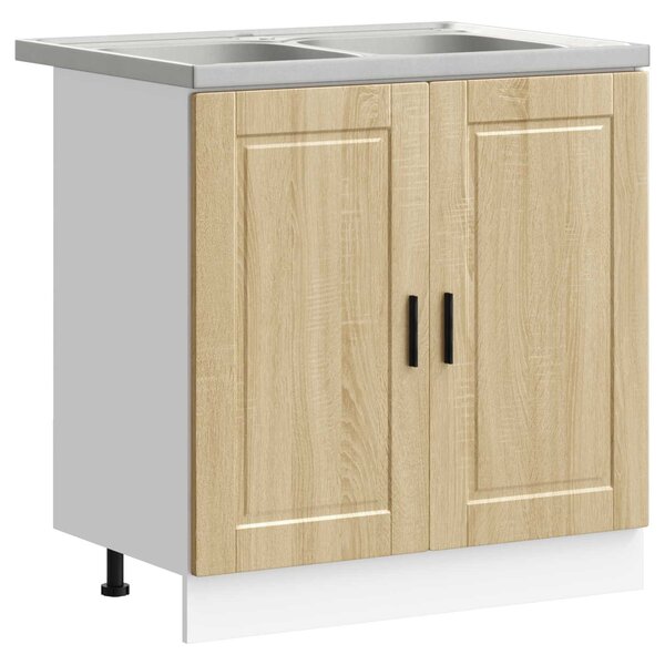 vidaXL Meuble sous évier Porto 2 Pièces Marron Bois d'ingénierie