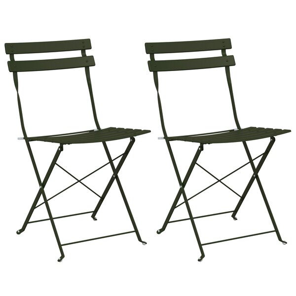 Chaises de jardin pliantes vidaXL 2 Pièces Vert foncé Acier