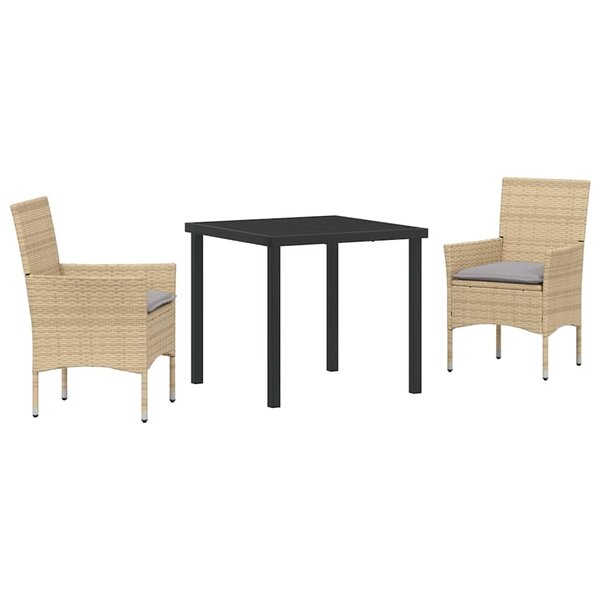 vidaXL Ensemble de salle à manger pour jardin 3 Pièces Beige Poly rotin