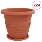 vidaXL Pots de plantes 24 Pièces Rouge brique Ø 39 x 32 cm Plastique