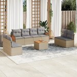 vidaXL Salon de jardin avec coussins 9 Pièces beige résine tressée