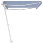 vidaXL Auvent manuel rétractable sur pied 400x350 cm Bleu/Blanc