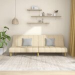 vidaXL Canapé-lit à 2 places crème tissu
