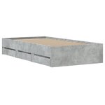 vidaXL Cadre de lit avec tiroirs sans matelas gris béton 90x190 cm
