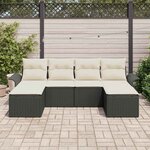 vidaXL Ensemble de canapé de jardin avec coussin 6 Pièces Noir polyrotin