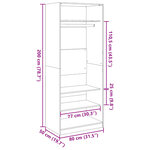 vidaXL Garde-robe chêne fumé 80x50x200 cm bois d'ingénierie