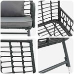 vidaXL Banc de jardin Noir et anthracite Rattan synthétique acier