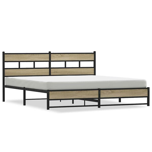 vidaXL Cadre de lit en métal sans matelas chêne sonoma 193x203 cm
