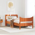 vidaXL Cadre de lit avec tête de lit cire marron 75x190 cm bois de pin