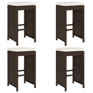 vidaXL Tabourets de bar jardin coussins lot de 4 marron résine tressée