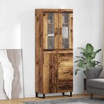 vidaXL Haut Armoire 2 Pièces Bois Ancien Bois Aggloméré et Verre