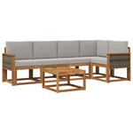 vidaXL Ensemble de canapés d'extérieur 6 Pièces Naturel et gris clair