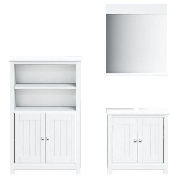 vidaXL Meubles de salle de bain 3 Pièces BERG blanc bois de pin massif