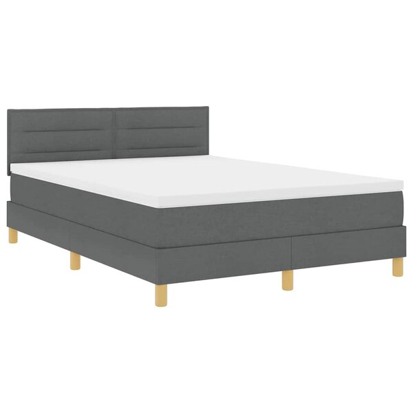 vidaXL Lit à ressort LED avec bandes LED Gris foncé 140 x 190 cm tissu