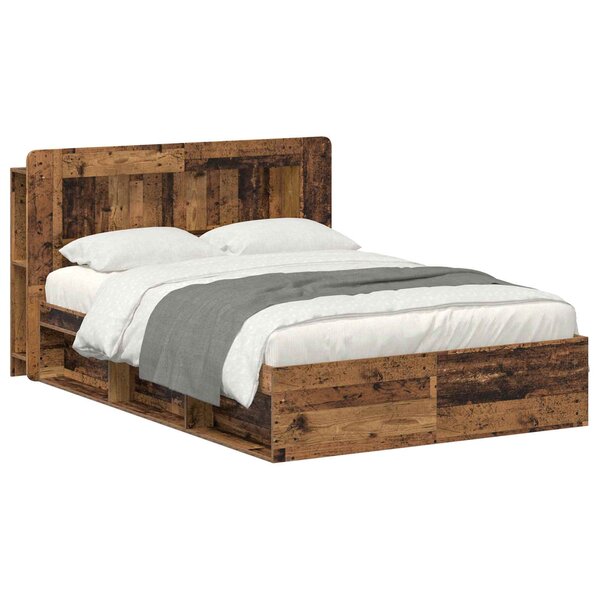 vidaXL Cadre de lit avec rangement Bois ancien 140 x 190 cm