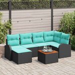 vidaXL Ensemble de canapé de jardin 7 Pièces Noir et turquoise