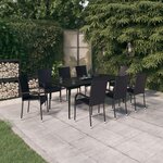 vidaXL Ensemble à manger de jardin 9 Pièces Noir