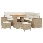 vidaXL Ensemble de canapé de jardin 8 pièces avec coussins en rattan beige et acacia