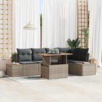 vidaXL Ensemble de canapé de jardin 6 Pièces Gris Poly rotin