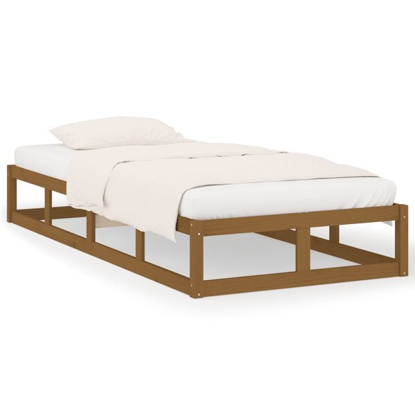 vidaXL Cadre de lit Marron miel 100x200 cm Bois massif