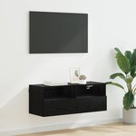vidaXL Meuble TV mural Chêne noir 80 x 30 x 30 cm Bois d'ingénierie