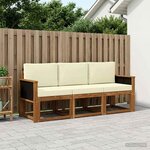 vidaXL Ensemble de canapés d'extérieur 3 pc Naturel et Crème