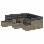 vidaXL Ensemble de canapé de jardin avec coussin 9 Pièces Gris