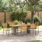 Ensemble de Repas de Jardin vidaXL 7 pièces Gris Poly Rotin Acacia