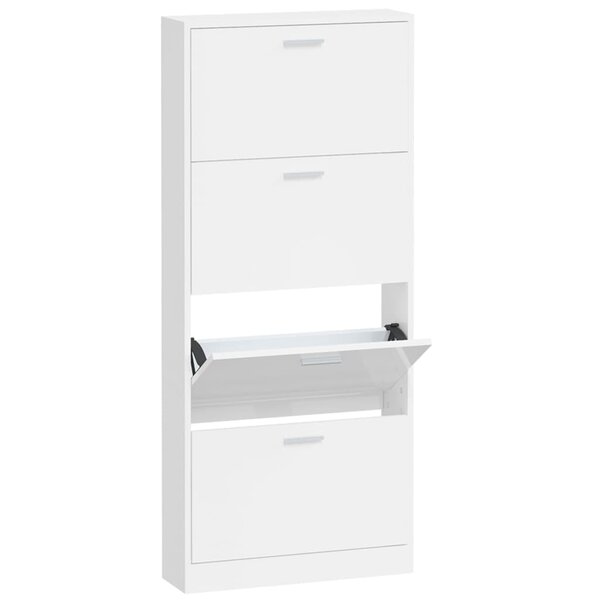 vidaXL Armoire à chaussure Blanc brillant 59x17x150 cm Bois ingénierie