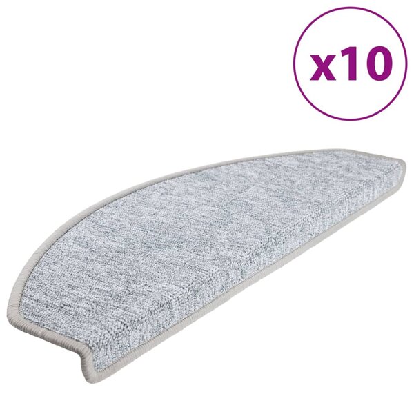 vidaXL Tapis d'escalier 10 Pièces 65x24x4 cm Gris clair