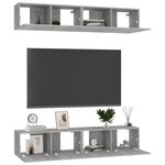 vidaXL Meubles TV 4 Pièces Gris béton 80x30x30 cm Bois d'ingénierie