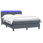 vidaXL Sommier à lattes de lit et matelas et LED gris foncé 140x210cm velours