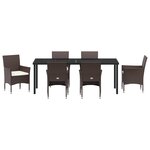 vidaXL Ensemble de 7 Chaises de Jardin Marron Rotin Poly