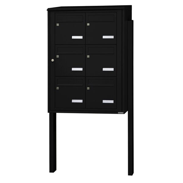 Bloc collectif Leabox  2x3  grade 3  simple face  Extérieur  sur pieds à sceller  Noir 9005 finition brillante