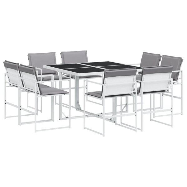 vidaXL Ensemble à manger de jardin avec coussins 9 Pièces blanc textilène