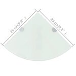 vidaXL Étagères d'angle 2 Pièces et supports chromés Verre Blanc 25x25 cm