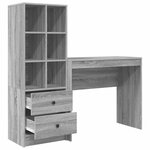 vidaXL Bureau avec tiroir avec étagère avec stockage 2 Pièces Gris Sonoma