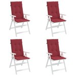 vidaXL Coussins de chaise de jardin à dossier haut lot de 4 bordeaux