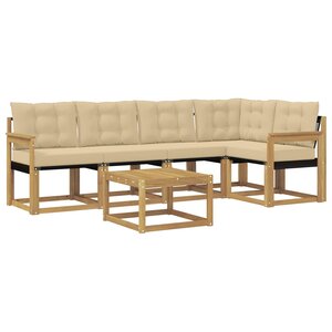 vidaXL Ensemble de canapés d'extérieur 6 Pièces Blanc et Beige