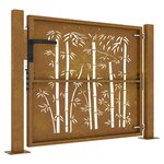 vidaXL Portail de jardin 105x80 cm acier corten design de bambou