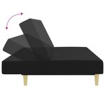 vidaXL Canapé-lit à 2 places avec repose-pied noir tissu